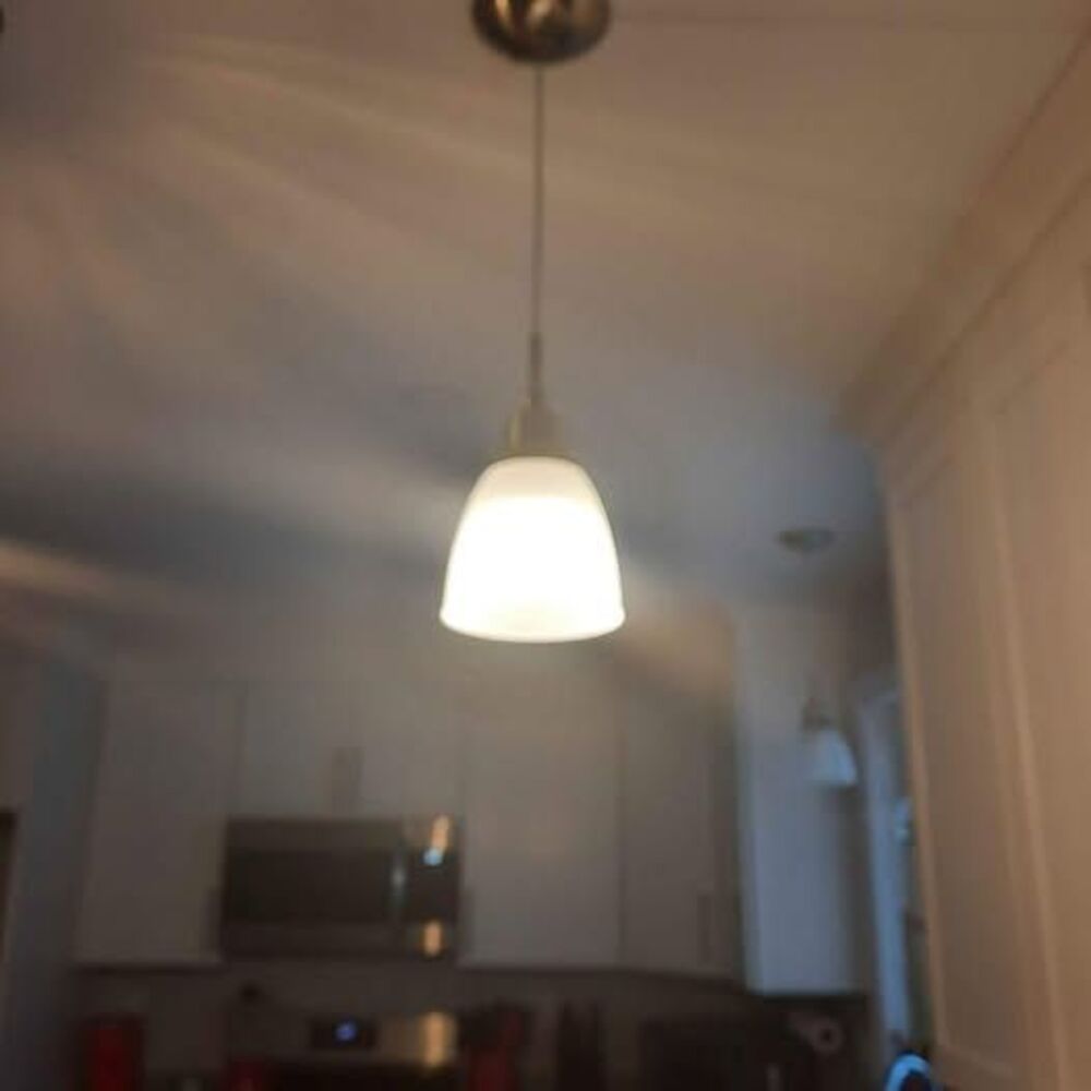 2 pendant lights with frosted shades. Base 5", Globe 5.5"